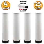 Ayarlanabilir Mobilya Kanepe Baza Koltuk Metal Destek Yükseltici Beyaz Ayağı Ayakları 25 cm 4 Adet - 1