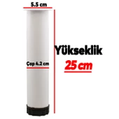 Ayarlanabilir Mobilya Kanepe Baza Koltuk Metal Destek Yükseltici Beyaz Ayağı Ayakları 25 cm 4 Adet - 3