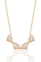 925 ayar gümüş rose baget kesim zirkon taşlı mıknatıslı açılır kapanır yonca kolye. SGTL12360ROSE thumbnail 2