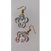 Şeffaf Renkli Yıldız Simli Glitterli Gold Aksesuar İskambilde Sinek İçi Boş Şekil 3 Cm Epoksi Küpe - 1