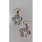 Şeffaf Renkli Yıldız Simli Glitterli Gold Aksesuar İskambilde Sinek İçi Boş Şekil 3 Cm Epoksi Küpe - 2