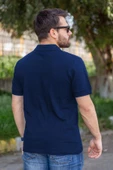 Erkek Lacivert Rahat %100 Pamuk Ribana Kol Polo Yaka T-Shirt 24EPLYPOPE - 4