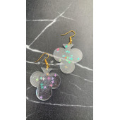 Şeffaf Renkli Yıldız Simli Glitterli Gold Aksesuar İskambilde Sinek Şekil 4 Cm Epoksi Küpe Hediyelik thumbnail 3