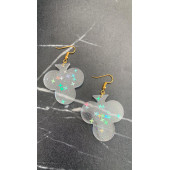 Şeffaf Renkli Yıldız Simli Glitterli Gold Aksesuar İskambilde Sinek Şekil 4 Cm Epoksi Küpe Hediyelik thumbnail 7