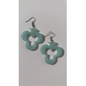 Buz Mavi Renkli Simli Sedefli Gümüş Aksesuar İskambil Sinek İçi Boş Şekil Küpe 4 cm Epoksi Hediyelik thumbnail 1