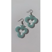 Buz Mavi Renkli Simli Sedefli Gümüş Aksesuar İskambil Sinek İçi Boş Şekil Küpe 4 cm Epoksi Hediyelik thumbnail 8