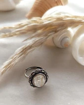 Yüzük Doğal Rutil KuvarsTaşı Ayarlanabilir Doğal Taş yüzük Kadın - 6