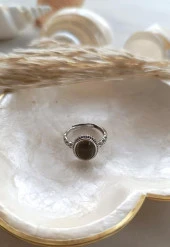 Yüzük Doğal Dumanlı Kuvars Taşı Ayarlanabilir Doğal Taş yüzük Kadın - 4