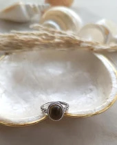 Yüzük Doğal Dumanlı Kuvars Taşı Ayarlanabilir Doğal Taş yüzük Kadın - 5