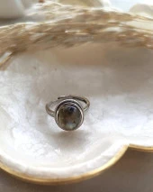 Yüzük Doğal Dumanlı Kuvars Taşı Ayarlanabilir Doğal Taş yüzük Kadın - 6