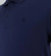 Büyük Beden Erkek Tişört Polo Yaka Düz Pike Lacivert - 4