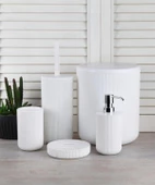 5 Parça Banyo Seti Çöp Kovası Tuvalet Fırçası Diş Fırçalık Katı Sabunluk Sıvı Sabunluk - 1