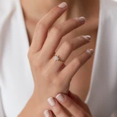 8 Ayar Altın Taşlı Kar Tanesi Yüzük - 3