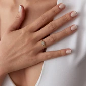 8 Ayar Altın Taşlı Kar Tanesi Yüzük - 2