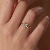 8 Ayar Altın Deniz Yıldızı Taşlı Kadın Yüzük - 1