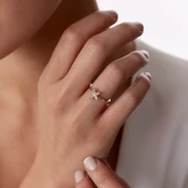 8 Ayar Altın Deniz Yıldızı Taşlı Kadın Yüzük - 3