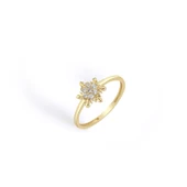 8 Ayar Altın Taşlı Kar Tanesi Yüzük - 4