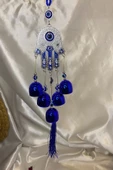 Deprem Zili Çanı Duvar Rüzgar Çanı Zili Feng Shui Ejderha Yılı Koruyucu Telkari Fatıma Eli 5 Çanlı Nazar Boncuğu Objeli thumbnail 2