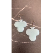 Buz Mavi Renkli Simli Sedefli Parlak Gümüş Aksesuar İskambil Sinek Şekil Küpe 4 cm Epoksi Hediyelik thumbnail 6