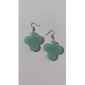 Buz Mavi Renkli Simli Sedefli Parlak Gümüş Aksesuar İskambil Sinek Şekil Küpe 4 cm Epoksi Hediyelik thumbnail 8