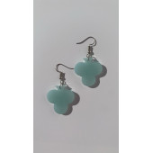 Buz Mavi Renkli Simli Sedefli Parlak Gümüş Aksesuar İskambil Sinek Şekil Küpe 3 cm Epoksi Hediyelik thumbnail 8