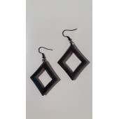 Füme Renk Simli Sedefli Siyah Aksesuar Karo Dörtgen İçi Boş Şekil 5 Cm Epoksi Küpe Hediyelik thumbnail 7