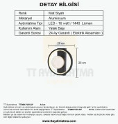 TT Aydınlatma TT069-YUV-SY  Toplu Mat Siyah 3 Renk Modüllü Ledli Aplik thumbnail 4