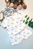 Kısa Paça Yazlık Gündelik Bebek Çıtçıtlı Zıbın %100 Pamuk Kalp Desenli - 1