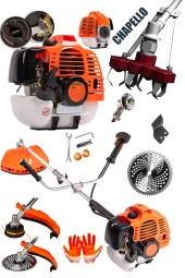 Kömürsüz Motor 20HPX Çelik Krom Piston Benzinli Ot Çalı Çim Biçme Makinası Yan Tırpan + Chapello Set - 3