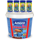 Amore Cichlid Red Granules 3kg Kova 44-Protein, Lotus 4x250ml Malawi Ciklet Mix Karışık Balık Yemi - 1