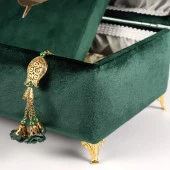 Çizgili Kutu Çeyizlik, Seccade + Tesbih + Kuran Hediye Seti (Çanta Boy, Kadife, Yeşil, Elif-Vav) thumbnail 5