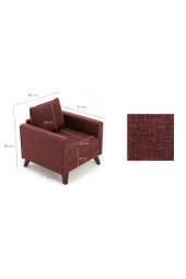 Evdebiz Bella Soft Tekli Koltuk Bordo - 3