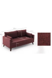 Evdebiz Bella Soft Yataklı Bordo Üçlü Koltuk - 3