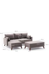 Evdebiz Bella Soft Mini  Kahverengi Sol Köşe Takımı - 4