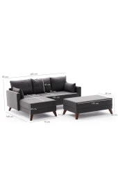 Evdebiz Bella Soft Mini Köşe Antrasit Sol - 7
