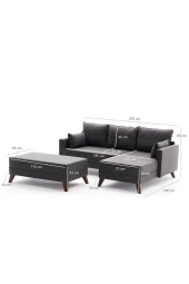 Evdebiz Bella Soft Mini Köşe Antrasit Sağ - 7