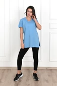 Kadın V yaka Yırtmaçlı  T-Shirt 8783-22 - 2