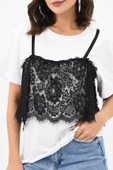 Kadın Dantel Detaylı T-shirt 1772-24 - 4