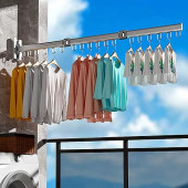 Elbise Çamaşırlık Kurutma Askısı, Katlanabilir Balkon, Çamaşırhane, Banyo Alüminyum Çubuk 360° Dönen, - 1