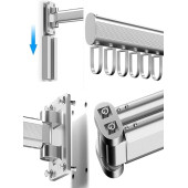 Elbise Çamaşırlık Kurutma Askısı, Katlanabilir Balkon, Çamaşırhane, Banyo Alüminyum Çubuk 360° Dönen, - 5