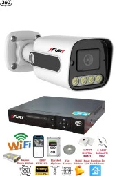 FURY 1 Kameralı Su Geçirmez 1080P 4 x Ultra Ledli Gece Renkli Güvenlik Kamera Seti 5500 500GB thumbnail 2
