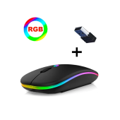 Çift Modlu Kablosuz Bluetooth Mouse Rgb Ledli Şarj Edilebilir Sessiz Tıklama Ergonomik - 1