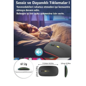 Çift Modlu Kablosuz Bluetooth Mouse Rgb Ledli Şarj Edilebilir Sessiz Tıklama Ergonomik - 4