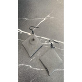 Füme Renk Simli Sedefli Siyah Aksesuar Karo Dörtgen Şekil 5 Cm Epoksi Küpe Hediyelik - 2