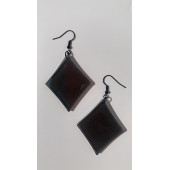 Füme Renk Simli Sedefli Siyah Aksesuar Karo Dörtgen Şekil 5 Cm Epoksi Küpe Hediyelik - 5