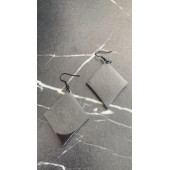 Füme Renk Simli Sedefli Siyah Aksesuar Karo Dörtgen Şekil 5 Cm Epoksi Küpe Hediyelik - 6