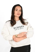 Kadın Yazı Baskılı Bisiklet Yaka Sweatshirt 1617-24 - 11