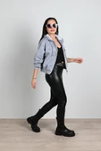 Kadın Taş Detaylı Kapüşonlu Fermuarlı Sweatshirt 1639-24 - 8