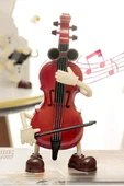 Rennes Çello Tasarımlı Dans Eden Müzik Kutusu Masa Süsü 21x9cm (RGV-C65YN) thumbnail 3