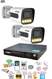 FURY 2 Kameralı Su Geçirmez 1080P 4 x Ultra Ledli Gece Renkli Güvenlik Kamera Seti 5500 320GB thumbnail 1